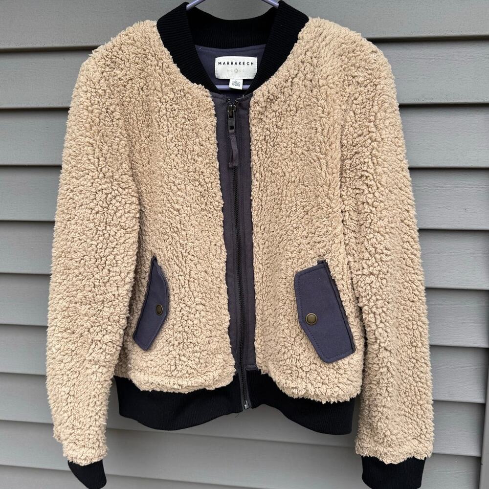 Anthropologie Marrakech size L Fuzzy Sherpa Fleece Bomber Teddy Jacket